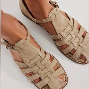 Free People Beige Leather Fisherman sandals